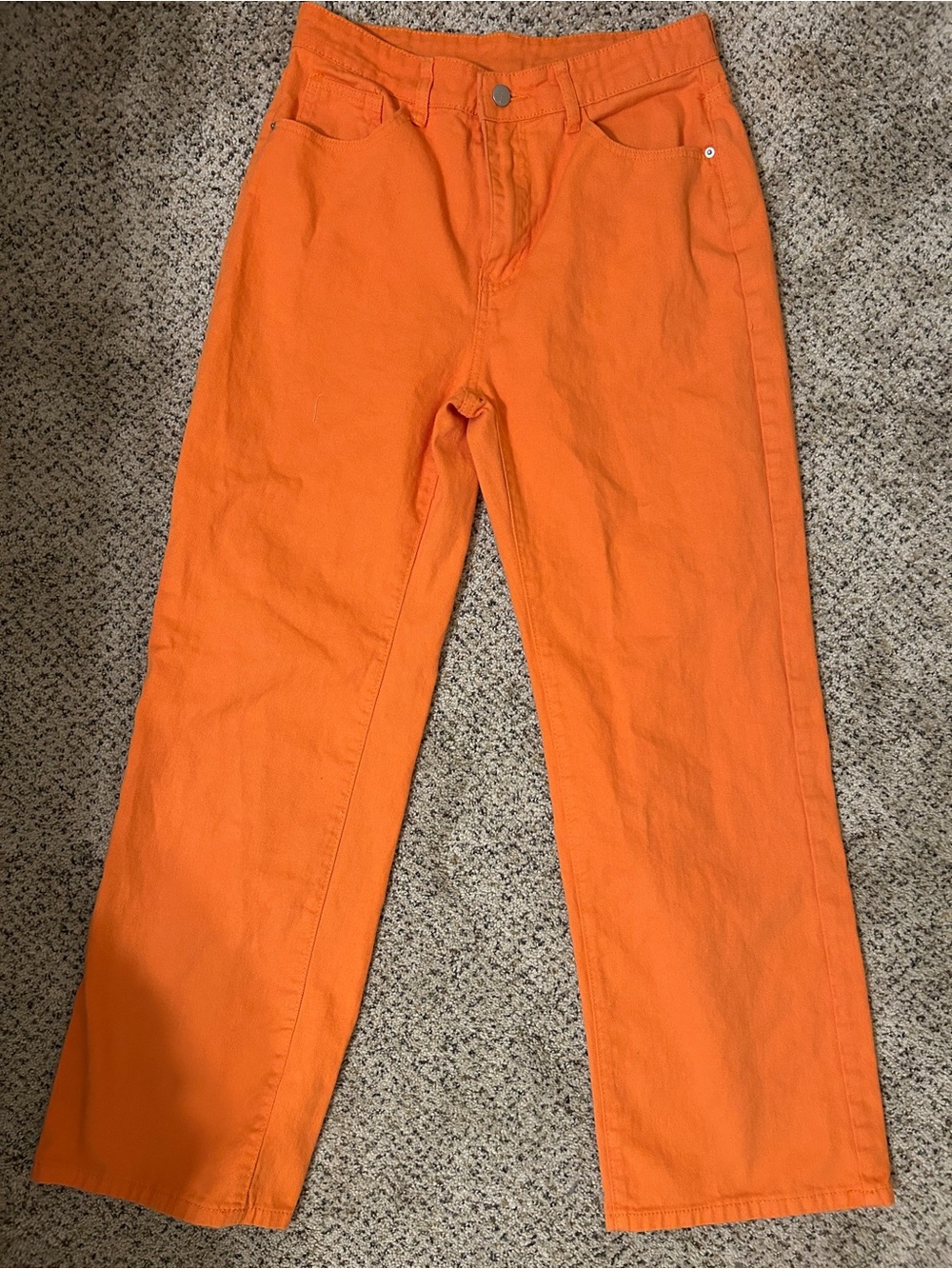 Womens Orange Straight Jeans